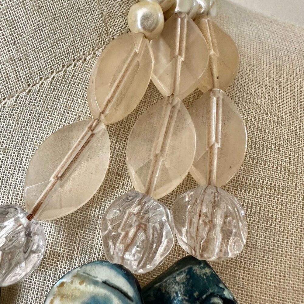 Chico's Luisa blue abalone multi strand statement necklace - Picture 6 of 13